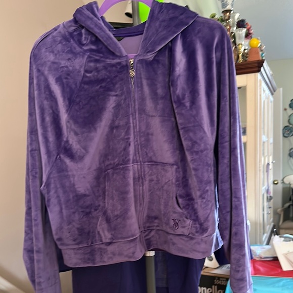 PINK Victoria's Secret Jackets & Blazers - Purple Velour Zip-Up Hoodie